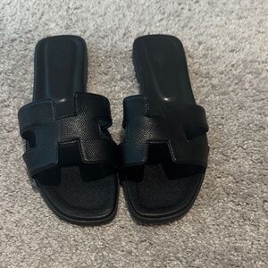 Black Leather Sandals